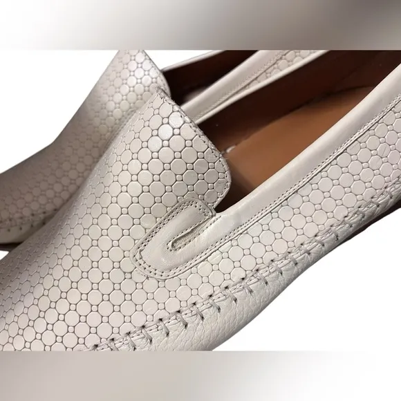 Mezlan men's leather Loafers Honeycomb Bone/ivory Size 10.5 Handcrafted In Spain