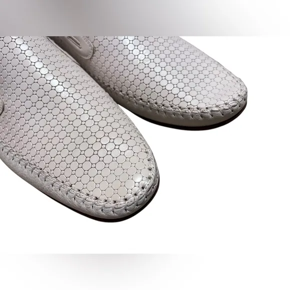 Mezlan men's leather Loafers Honeycomb Bone/ivory Size 10.5 Handcrafted In Spain
