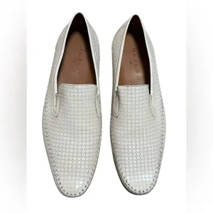 Mezlan men's leather Loafers Honeycomb Bone/ivory Size 10.5 Handcrafted In Spain