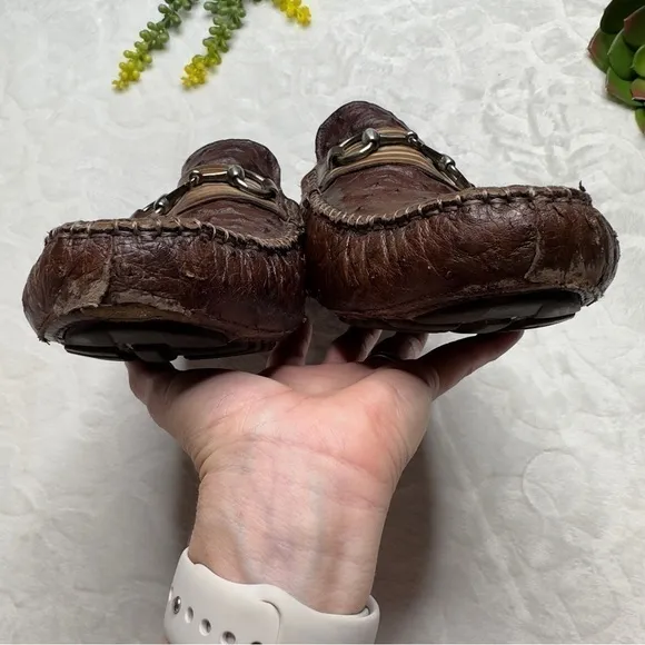 Mezlan Mens Ostrich Leather Horsebit Loafers Driving Shoes In Brown Size 12