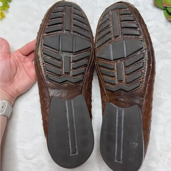 Mezlan Mens Ostrich Leather Horsebit Loafers Driving Shoes In Brown Size 12