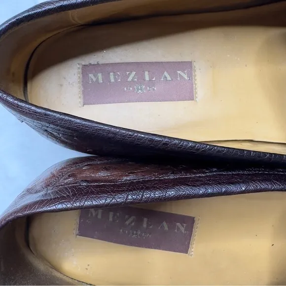 Mezlan Mens Ostrich Leather Horsebit Loafers Driving Shoes In Brown Size 12