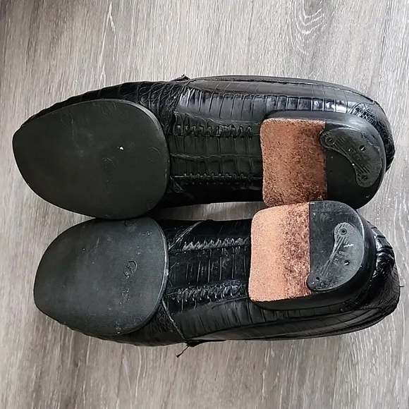 Mezlan Platinum Mens Black Slip-On  Geniuine Crocodile Loafer Black Sz 10.5 M