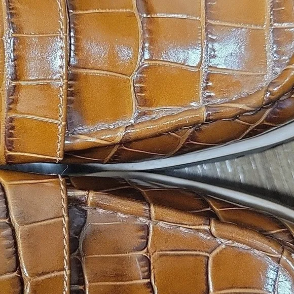 Michael Kors Holland Croco Embossed Leather Block Heel Loafers-Size 9