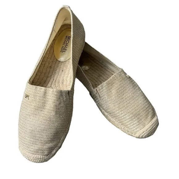 MICHAEL KORS Kendrick Glitter Chain-Mesh Slip-On Espadrille Size 7.5