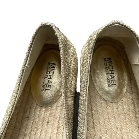 MICHAEL KORS Kendrick Glitter Chain-Mesh Slip-On Espadrille Size 7.5
