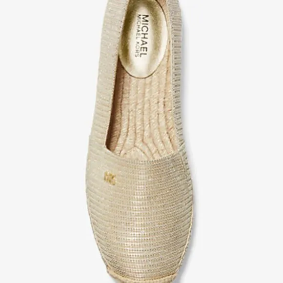 MICHAEL KORS Kendrick Glitter Chain-Mesh Slip-On Espadrille Size 7.5