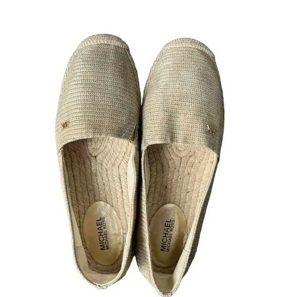 MICHAEL KORS Kendrick Glitter Chain-Mesh Slip-On Espadrille Size 7.5