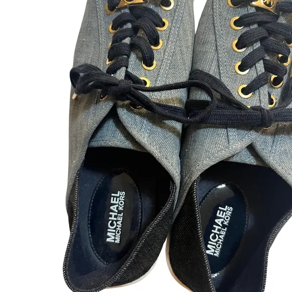 Michael Kors Kristy Blue Heel Slide Cap Espadrille Sneakers Size 10 Quiet Luxury