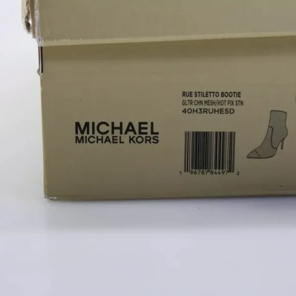 Michael Kors *Rue* silver glittery rhinestone stiletto booties boots 7.5 9