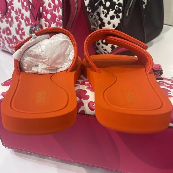 Michael Kors Slide Logo Sandals Palmer Ombré SignatureRed Clay NWT