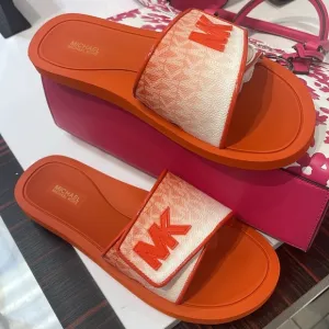 Michael Kors Slide Logo Sandals Palmer Ombré SignatureRed Clay NWT