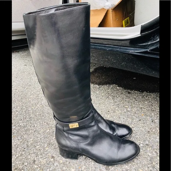 Michael Kors Tall Black Leather Riding Boots