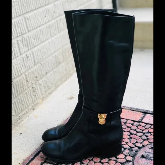 Michael Kors Tall Black Leather Riding Boots