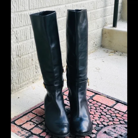 Michael Kors Tall Black Leather Riding Boots