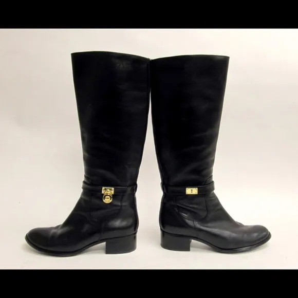 Michael Kors Tall Black Leather Riding Boots