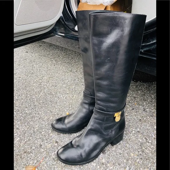 Michael Kors Tall Black Leather Riding Boots