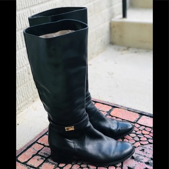 Michael Kors Tall Black Leather Riding Boots