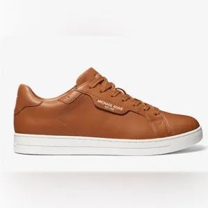 MICHAEL Michael Kors NWT Keating Lace Up Tan Leather Sneakers Sleek Design.