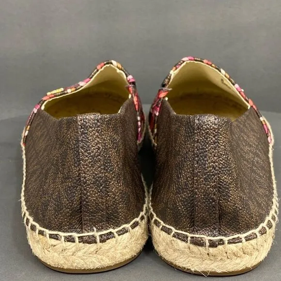 ✅MICHAEL Michael Kors Kendrick Multicolor Logo Print Slip-On espadrilles size 7