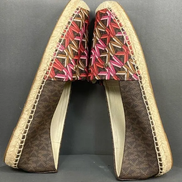 ✅MICHAEL Michael Kors Kendrick Multicolor Logo Print Slip-On espadrilles size 7