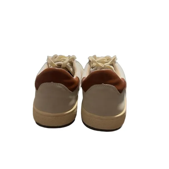 Mi.im Womens White Beige Lace Up Stripe Sneakers Size 8.5