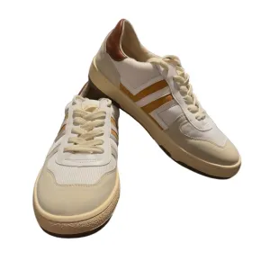Mi.im Womens White Beige Lace Up Stripe Sneakers Size 8.5