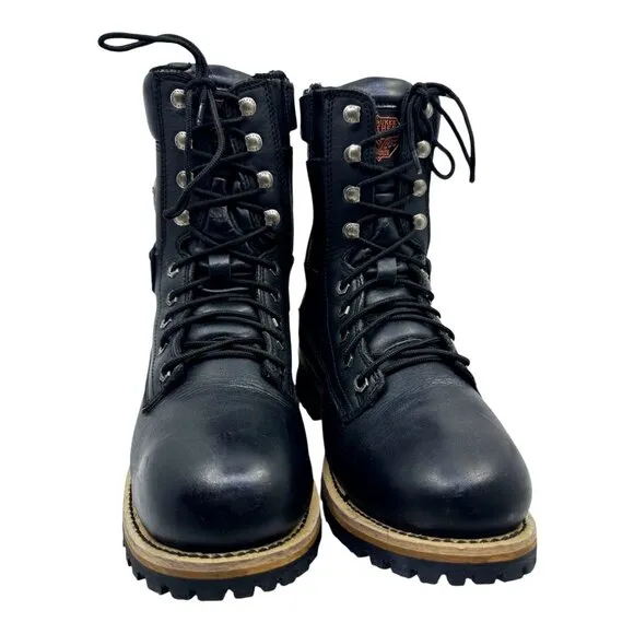 Milwaukee Leather Mens Black Combat Motorcycle Boots Size 9 Lace-Zip MBM9095