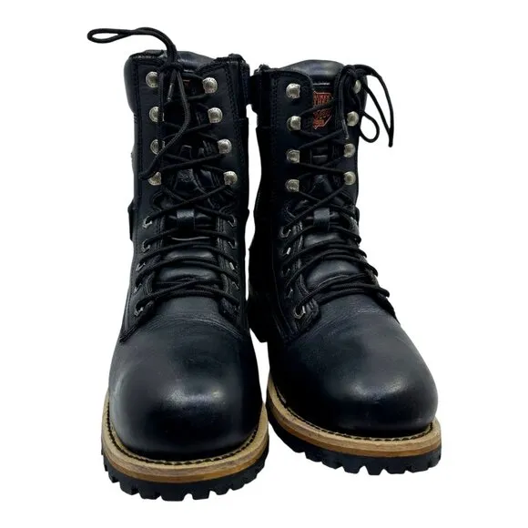 Milwaukee Leather Mens Black Combat Motorcycle Boots Size 9 Lace-Zip MBM9095