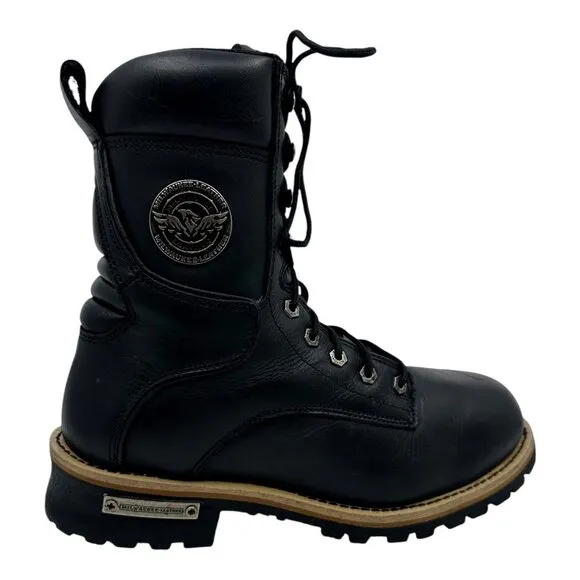 Milwaukee Leather Mens Black Combat Motorcycle Boots Size 9 Lace-Zip MBM9095