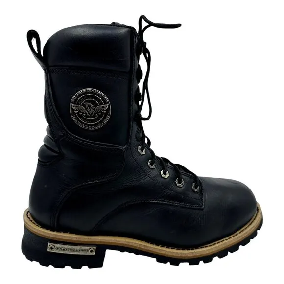 Milwaukee Leather Mens Black Combat Motorcycle Boots Size 9 Lace-Zip MBM9095