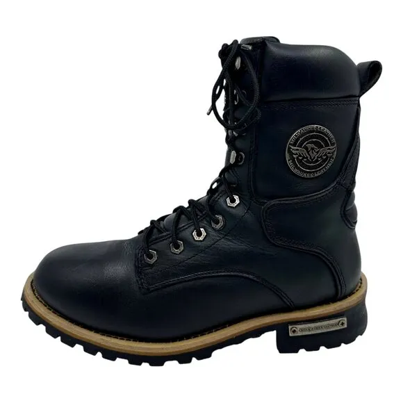 Milwaukee Leather Mens Black Combat Motorcycle Boots Size 9 Lace-Zip MBM9095