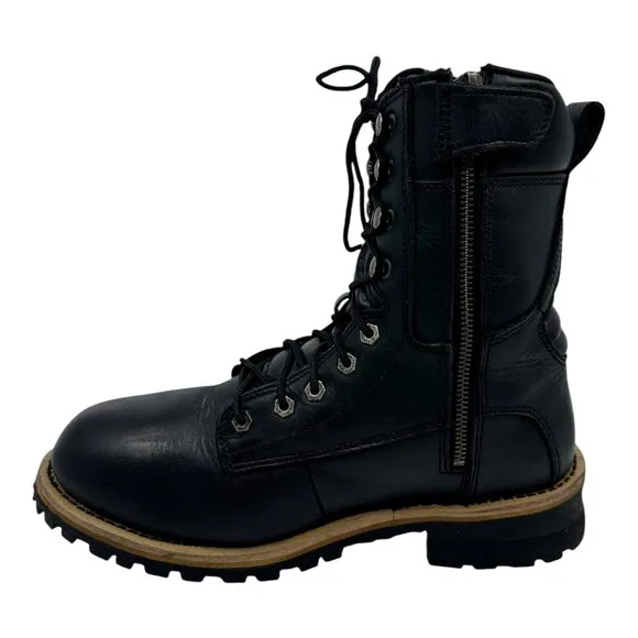 Milwaukee Leather Mens Black Combat Motorcycle Boots Size 9 Lace-Zip MBM9095
