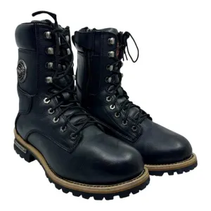 Milwaukee Leather Mens Black Combat Motorcycle Boots Size 9 Lace-Zip MBM9095
