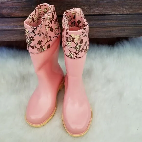 MINI MELISSA Floral Print Toddler Girls Rain Boots Pink Size 11