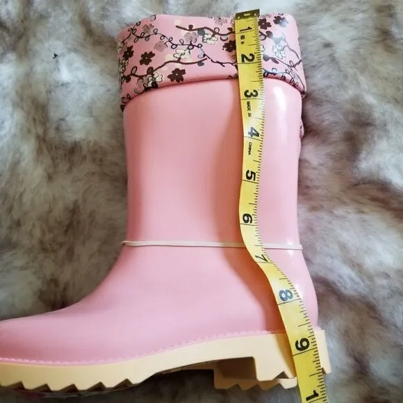 MINI MELISSA Floral Print Toddler Girls Rain Boots Pink Size 11