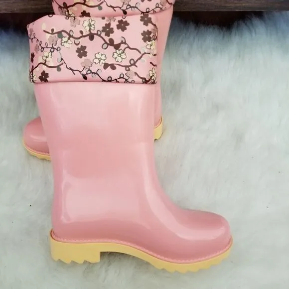 MINI MELISSA Floral Print Toddler Girls Rain Boots Pink Size 11