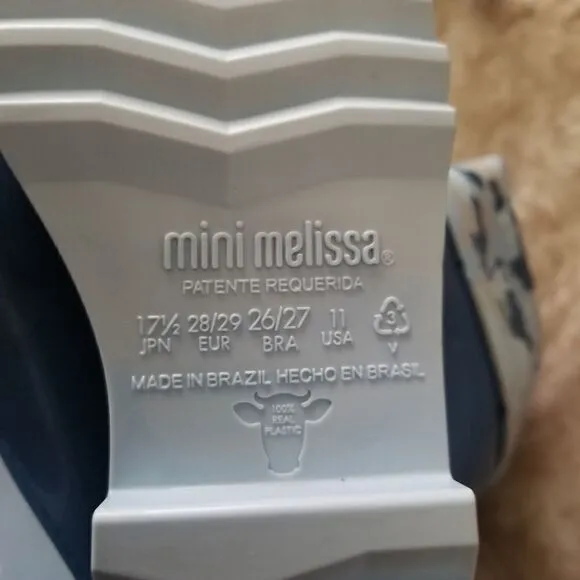 Mini Melissa Camo Print Toddler Boys Waterproof Tall Rain Boots in Blue