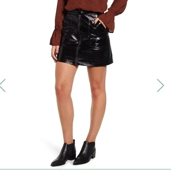 MinkPink Coyote Faux Leather Black Mini Skirt