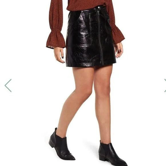 MinkPink Coyote Faux Leather Black Mini Skirt