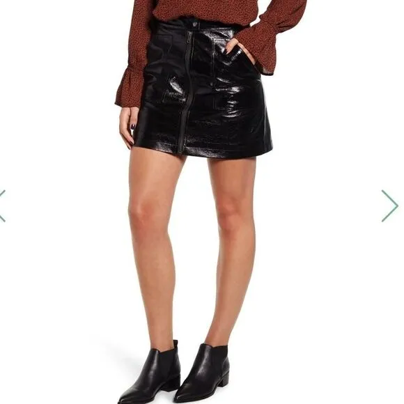 MinkPink Coyote Faux Leather Black Mini Skirt