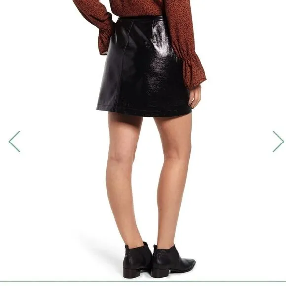MinkPink Coyote Faux Leather Black Mini Skirt
