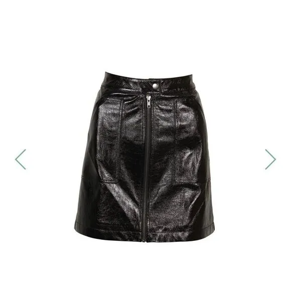 MinkPink Coyote Faux Leather Black Mini Skirt