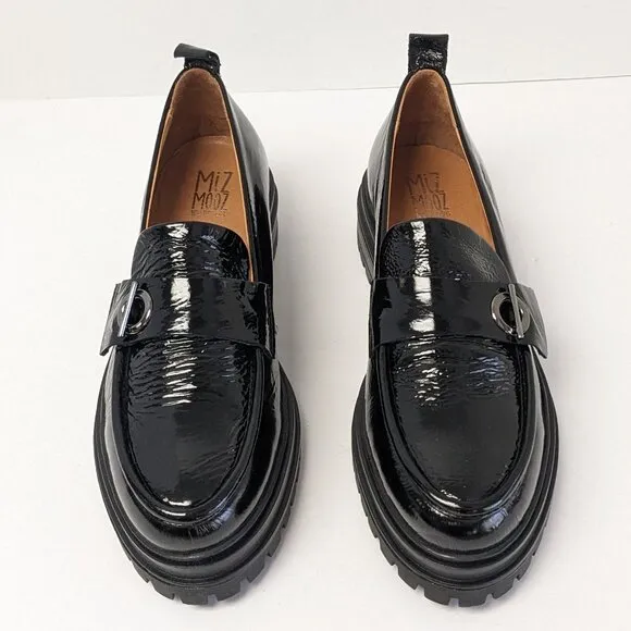 Miz Mooz Loraine Chunky Loafers, Black Leather, Women's 40 EU (US 9-9.5)