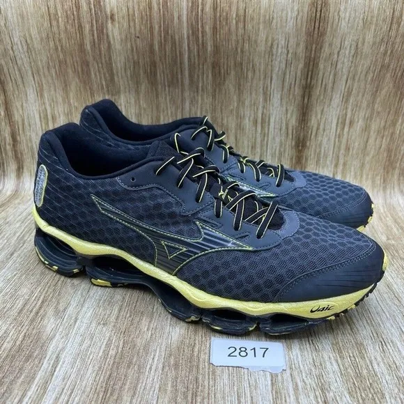 Mizuno Wave Prophecy 4 Men's Size 13 Black‎ Grey Yellow Running Sneakers Shoes