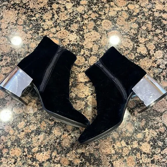 MM6 Maison Margiela Blue Velvet Ankle Boots