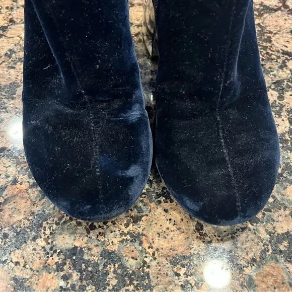 MM6 Maison Margiela Blue Velvet Ankle Boots