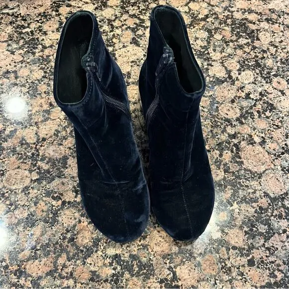 MM6 Maison Margiela Blue Velvet Ankle Boots