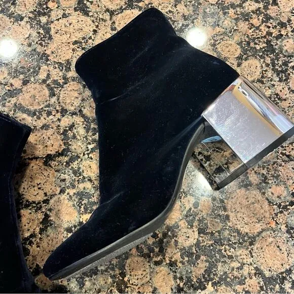 MM6 Maison Margiela Blue Velvet Ankle Boots