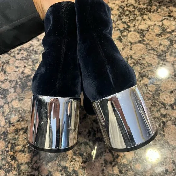 MM6 Maison Margiela Blue Velvet Ankle Boots